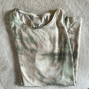 Calia (L) Tank top - cream background with green and tan